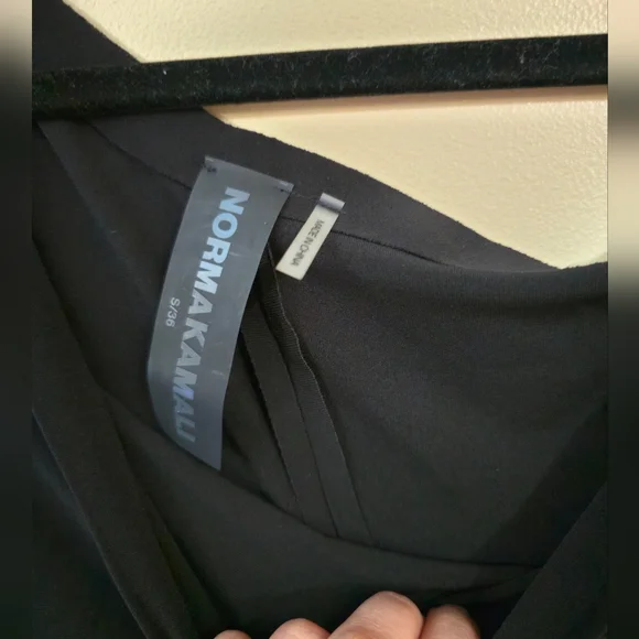 Norma Kamali Black Norma KamaliLong Sleeve Drop Shoulder Fishtail Dress - Picture 9 of 12